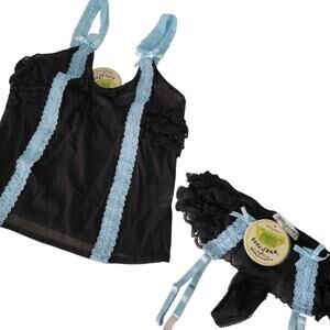 VTG Coquette Y2K Fairy Babydoll Honey Dew Cami Mesh Set Unicorn